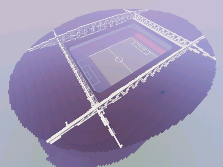 Emirates Stadium Minecraft model by using craftplicator.com