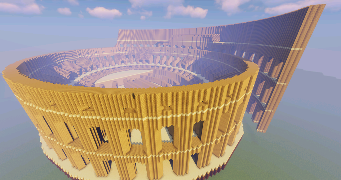 Minecraft model of the Rome Colosseum arena by using craftplicator.com
