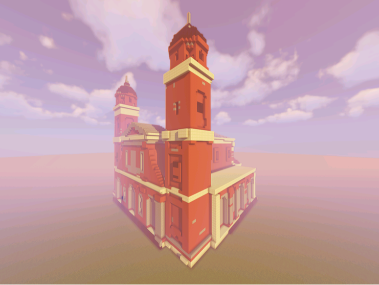 Minecraft model of a church by using craftplicator.com