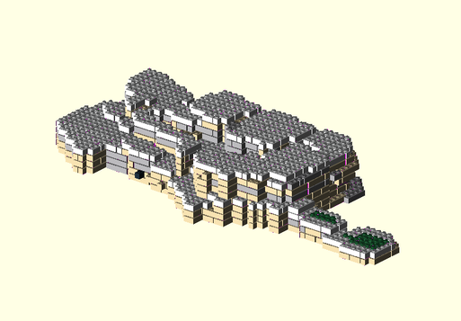 Lego Brick model of L. A. Getty museum by using brickplicator.com
