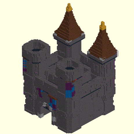 Lego Brick model of a castle by using brickplicator.com