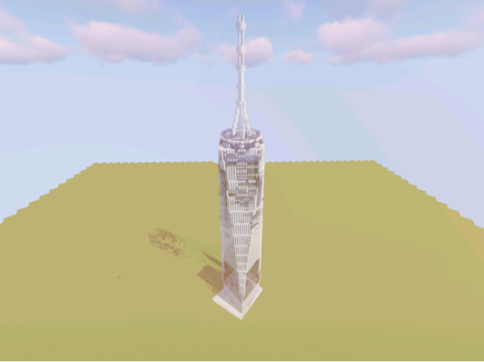 Transparent Minecraft model of the New York City One World Trade Center by using craftplicator.com