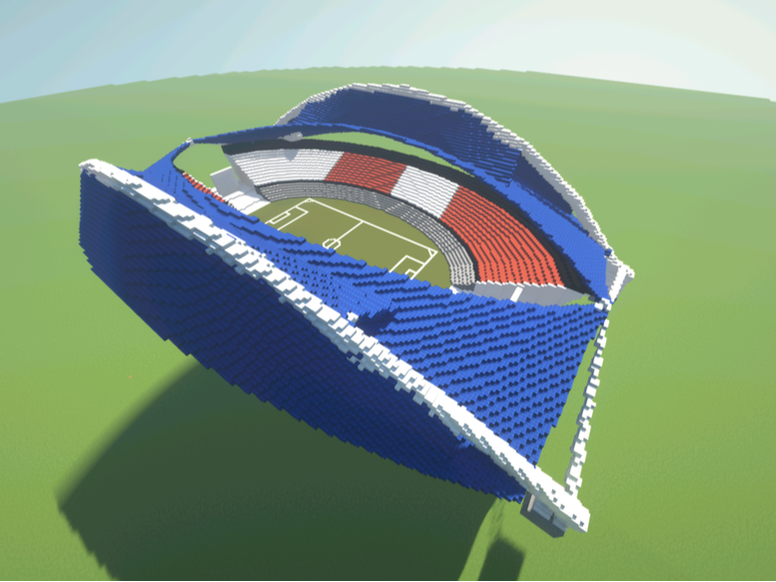 Tynecastle Stadium Minecraft model by using craftplicator.com